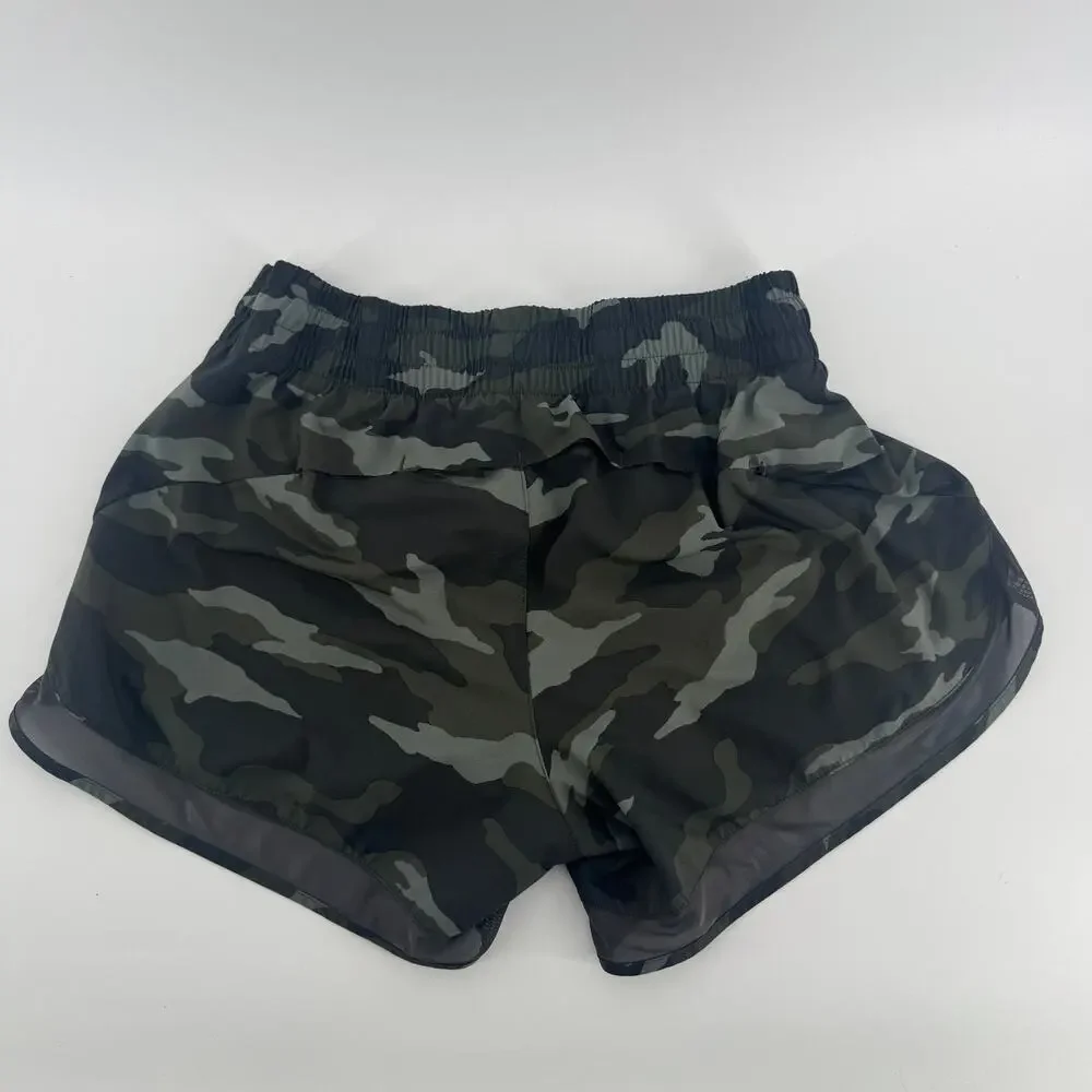 Athleta Printed Mesh Racer Run Shorts Camo - Size XS - Camouflage Athleisure Gym
